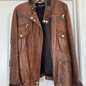 Dolce & Gabbana Like New Tan Leather Jacket